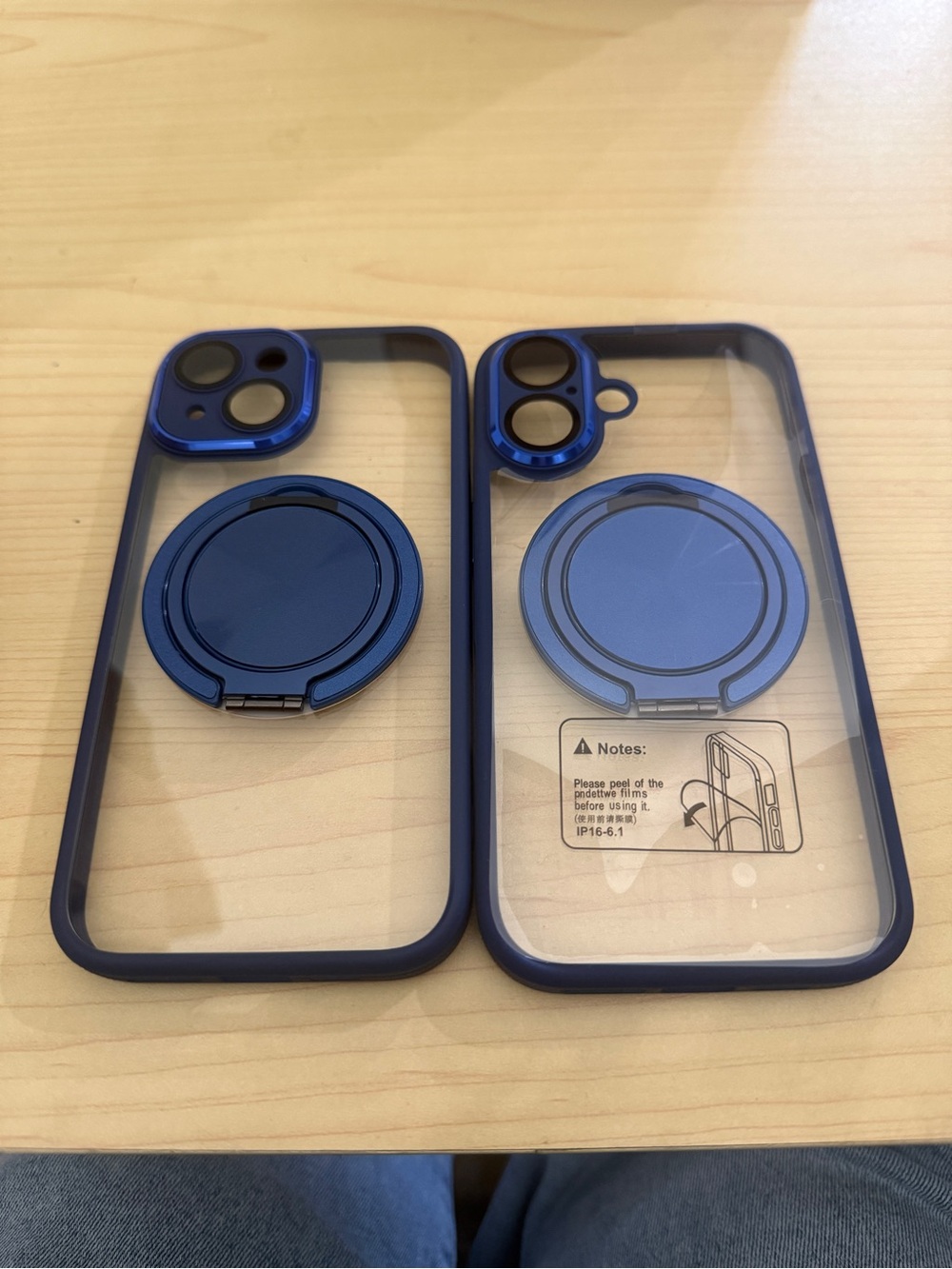Blue Clear iPhone Case with 360 Ring Kickstand